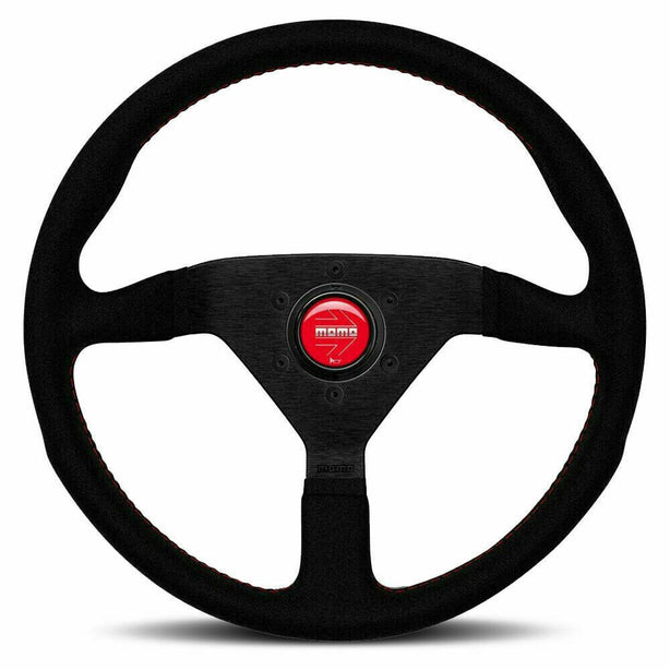 MOMO Montecarlo Black Alcantara With Red Stitching 320mm Steering Wheel