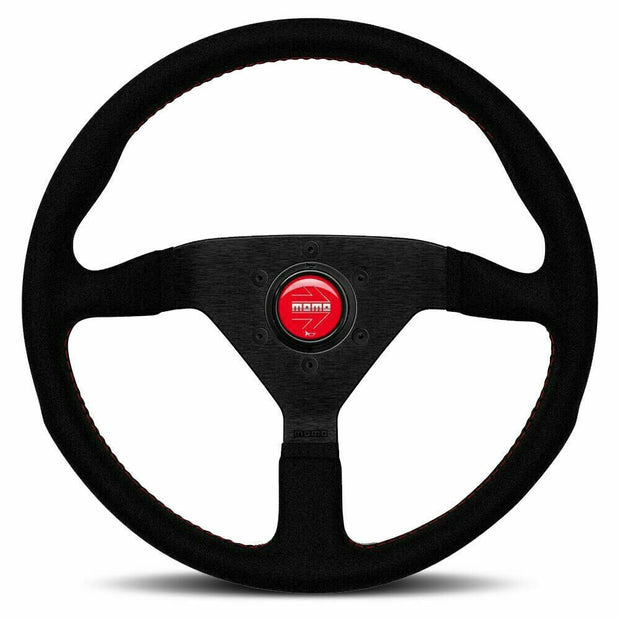 MOMO Montecarlo Black Alcantara With Red Stitching 320mm Steering Wheel