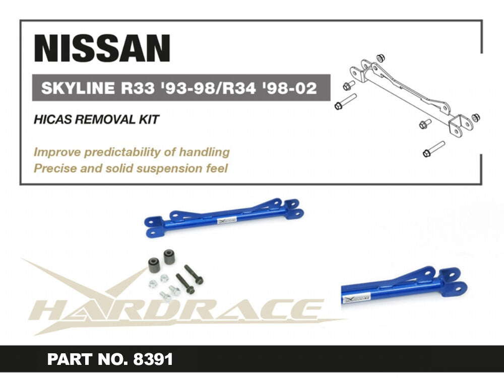 HARDRACE HICAS REMOVAL BRACE KIT BLUE NISSAN, SKYLINE, R33 GTST 93-98, R34 GT-T GT-R 98-02