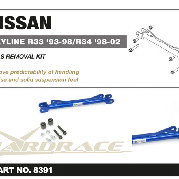 HARDRACE HICAS REMOVAL BRACE KIT BLUE NISSAN, SKYLINE, R33 GTST 93-98, R34 GT-T GT-R 98-02