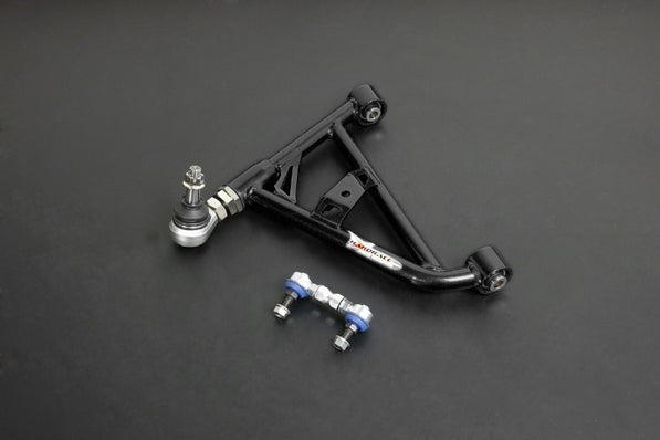 HARDRACE PILLOW BALL V2 REAR ADJUSTABLE LOWER CONTROL ARM W/ SWAY BAR LINK ARM BLACK NISSAN SILVIA 180SX S13, FAIRLADY Z32 89-00, SKYLINE R32 GST-T/GT-R, CEFIR