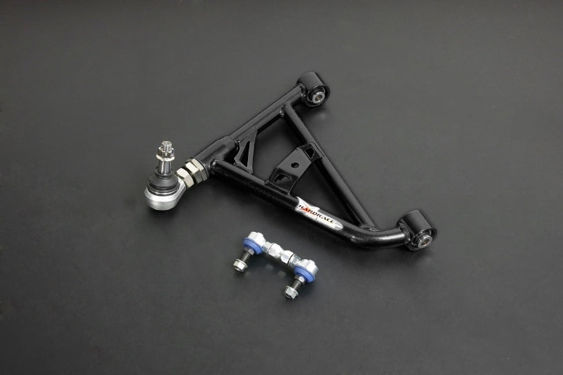 HARDRACE PILLOW BALL V2 REAR ADJUSTABLE LOWER CONTROL ARM W/ SWAY BAR LINK ARM BLACK NISSAN SILVIA 180SX S13, FAIRLADY Z32 89-00, SKYLINE R32 GST-T/GT-R, CEFIR