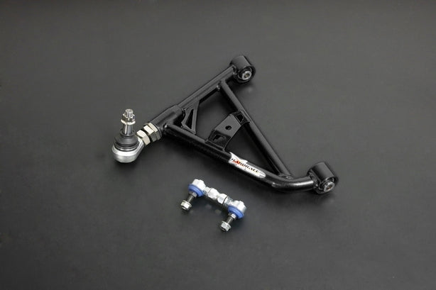 HARDRACE PILLOW BALL V2 REAR ADJUSTABLE LOWER CONTROL ARM W/ SWAY BAR LINK ARM BLACK NISSAN SILVIA 180SX S13, FAIRLADY Z32 89-00, SKYLINE R32 GST-T/GT-R, CEFIR
