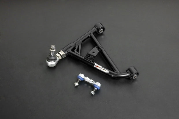 HARDRACE PILLOW BALL V2 REAR ADJUSTABLE LOWER CONTROL ARM W/ SWAY BAR LINK ARM BLACK NISSAN SILVIA 180SX S13, FAIRLADY Z32 89-00, SKYLINE R32 GST-T/GT-R, CEFIR