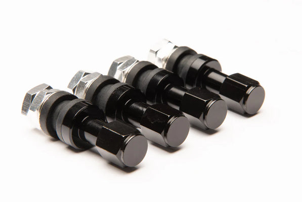 Sniper Wheels Aluminium Valve Stems/cap set of 4pcs Black