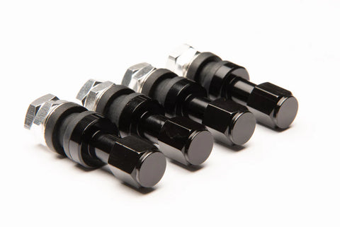 Sniper Wheels Aluminium Valve Stems/cap set of 4pcs Black