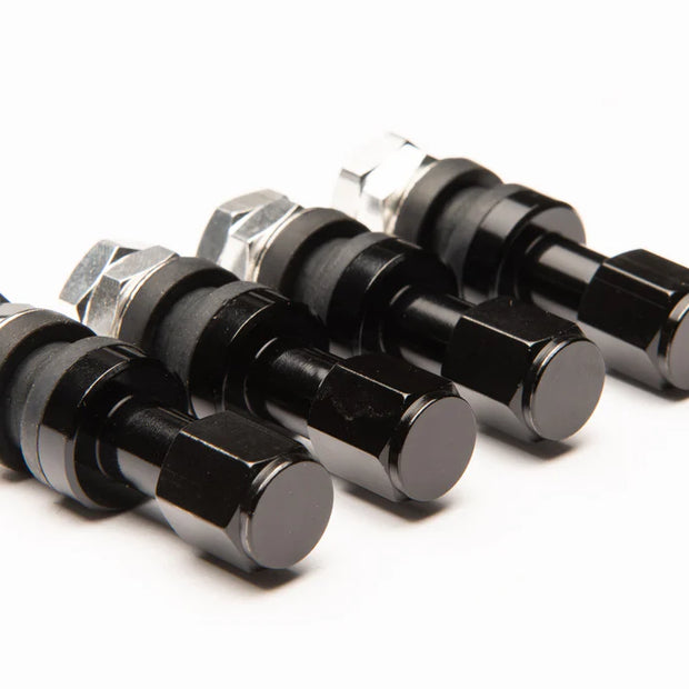 Sniper Wheels Aluminium Valve Stems/cap set of 4pcs Black