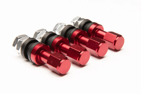 Sniper Wheels Aluminium Valve Stems/cap set of 4pcs Red