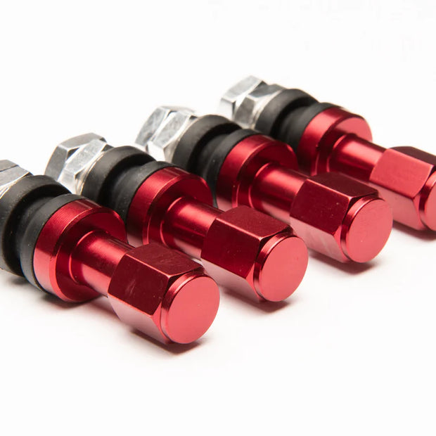 Sniper Wheels Aluminium Valve Stems/cap set of 4pcs Red