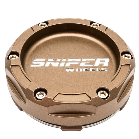 Sniper Wheels Matt Bronze Centre Cap White Lettering