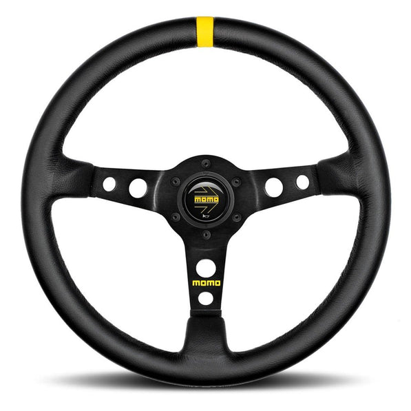 MOMO MOD 07 Black Leather 350mm Steering Wheel