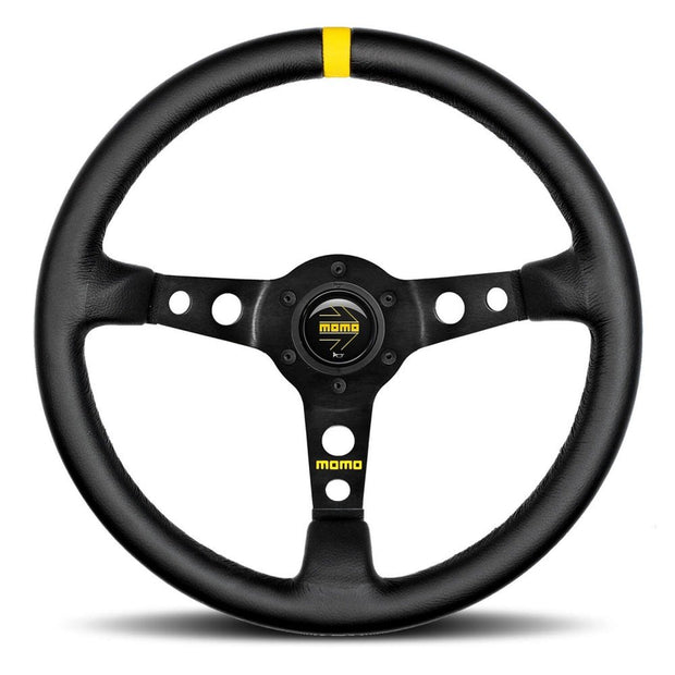 MOMO MOD 07 Black Leather 350mm Steering Wheel
