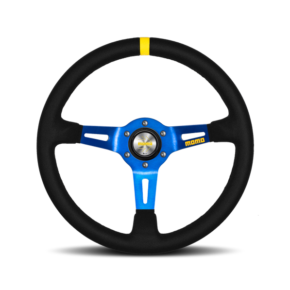 MOMO MOD 08 Black Blue Suede Steering Wheel 350mm