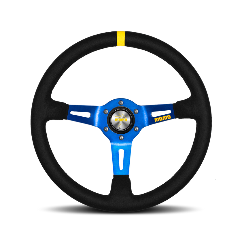MOMO MOD 08 Black Blue Suede Steering Wheel 350mm