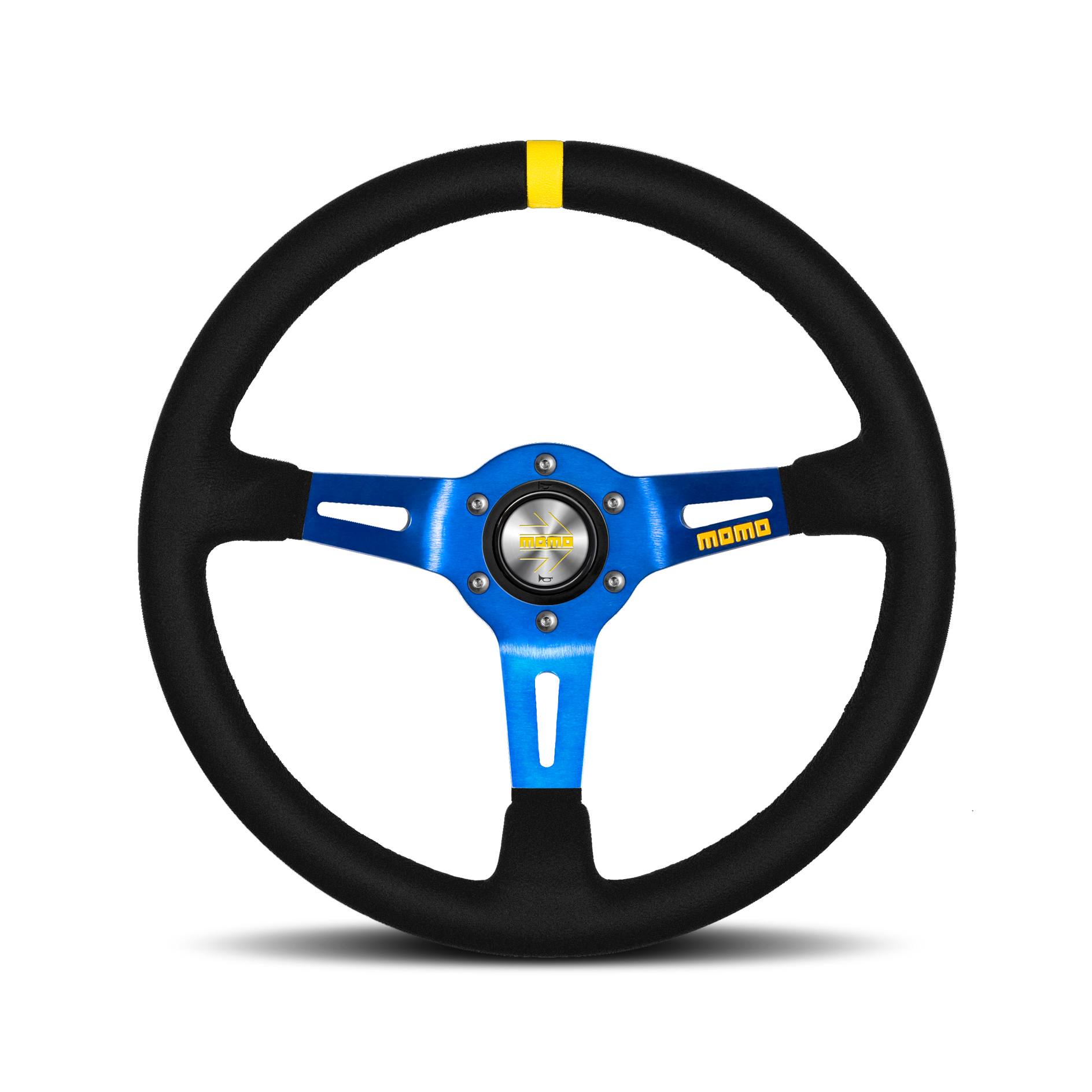 MOMO MOD 08 Black Blue Suede Steering Wheel 350mm