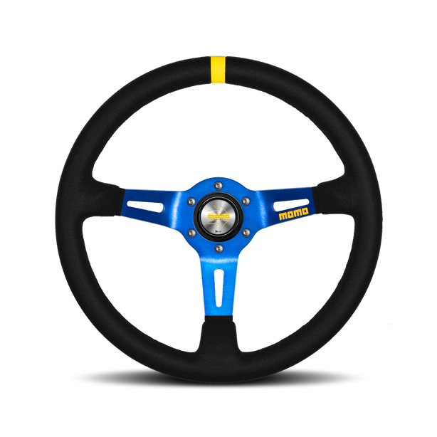 MOMO MOD 08 Black Blue Suede Steering Wheel 350mm