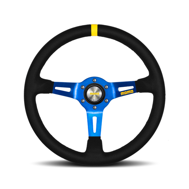 MOMO MOD 08 Black Blue Suede Steering Wheel 350mm