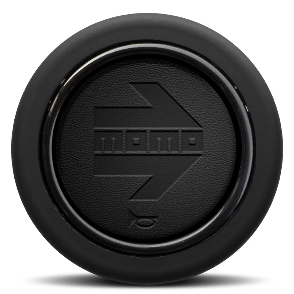 MOMO Black Leather Embossed Round Lip 2P Horn Button