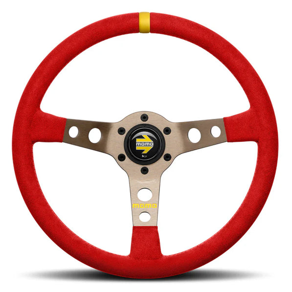 MOMO MOD 07 Red Microfibre Anthracite Spokes 350mm Steering Wheel