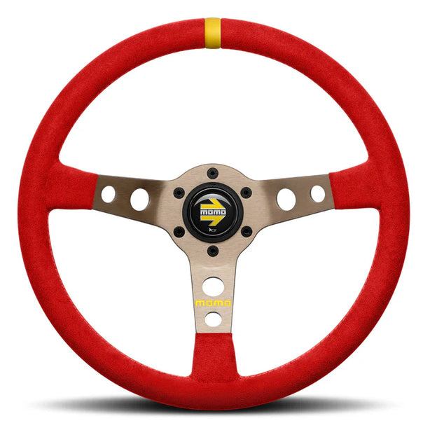 MOMO MOD 07 Red Microfibre Anthracite Spokes 350mm Steering Wheel