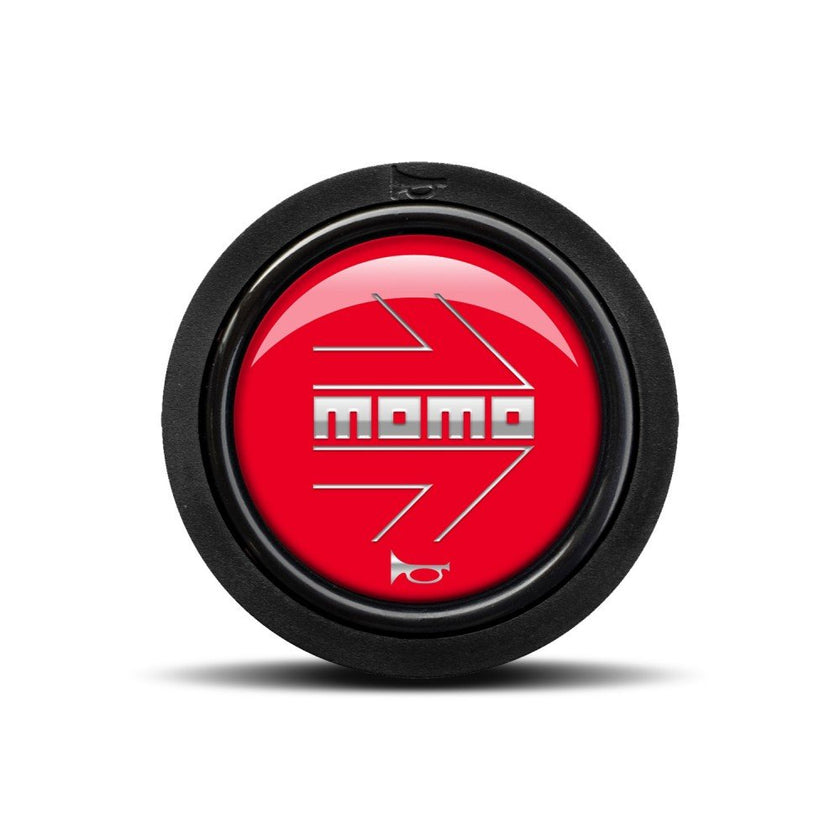 MOMO Silver Arrow Over Red Flat Lip Horn Button