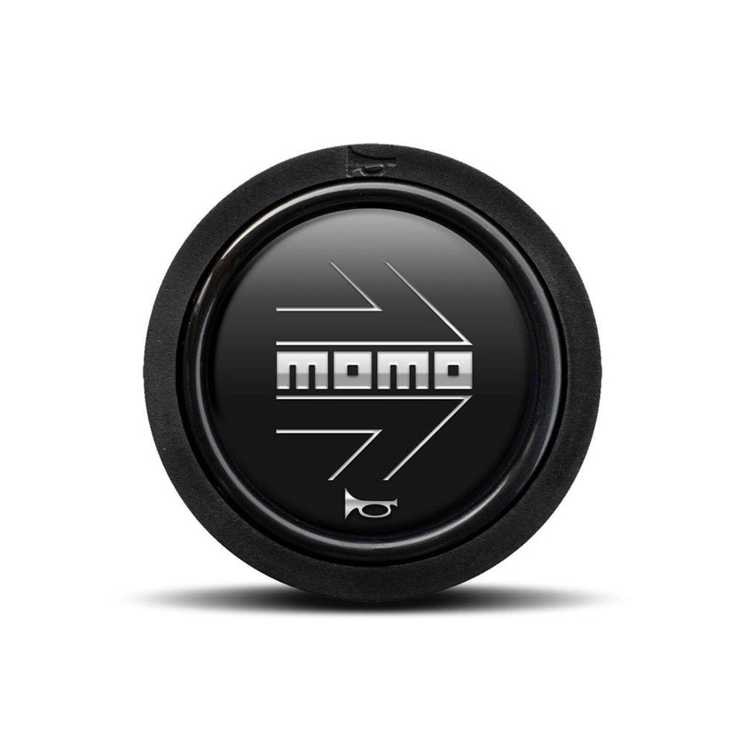MOMO Chrome Arrow Over Matte Black Flat Lip Horn Button