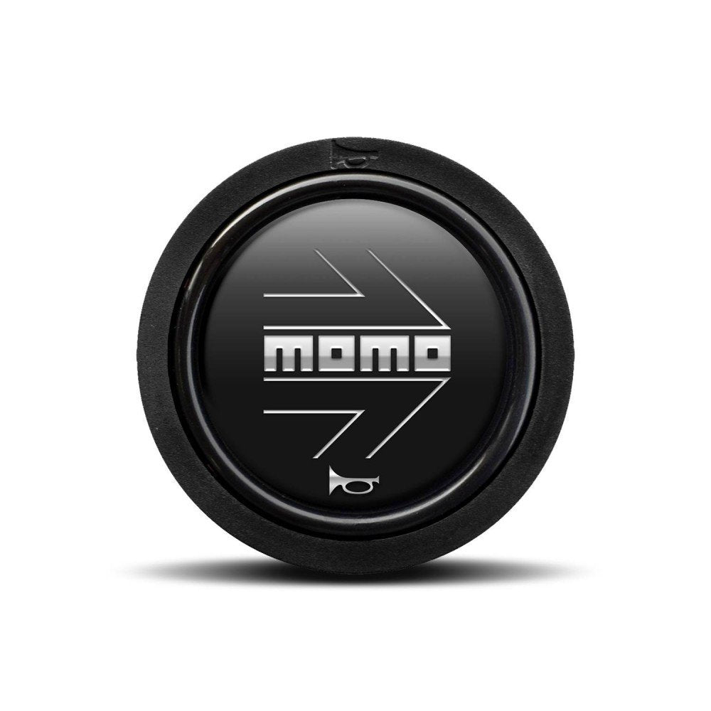 MOMO Chrome Arrow Over Matte Black Flat Lip Horn Button