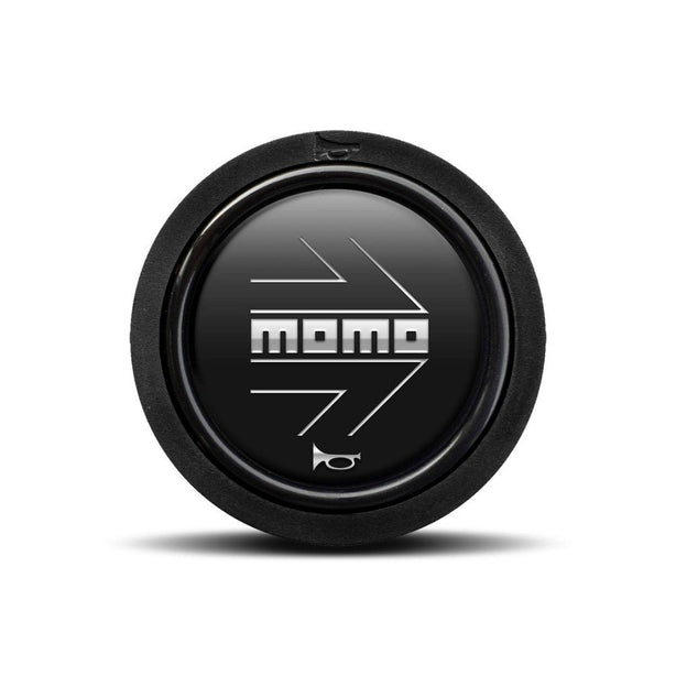 MOMO Chrome Arrow Over Matte Black Flat Lip Horn Button