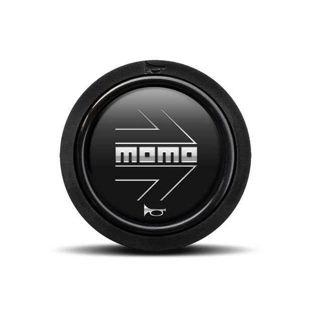 MOMO Chrome Arrow Over Matte Black Flat Lip Horn Button
