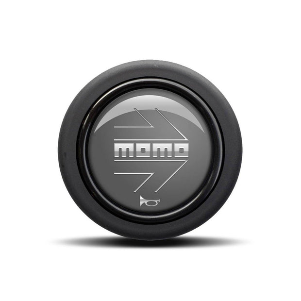 MOMO Chrome Arrow Over Anthracite Round Lip 2P Horn Button