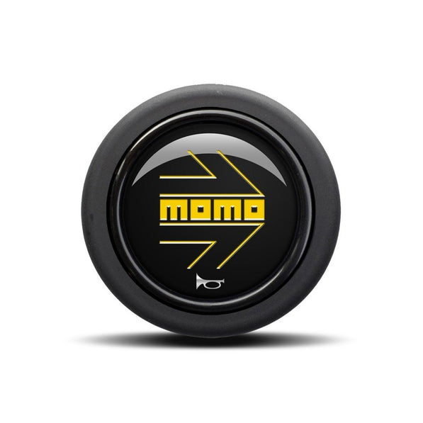 MOMO Yellow Arrow Over Black Round Lip 2P Horn Button