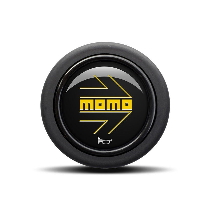 MOMO Yellow Arrow Over Black Round Lip 2P Horn Button