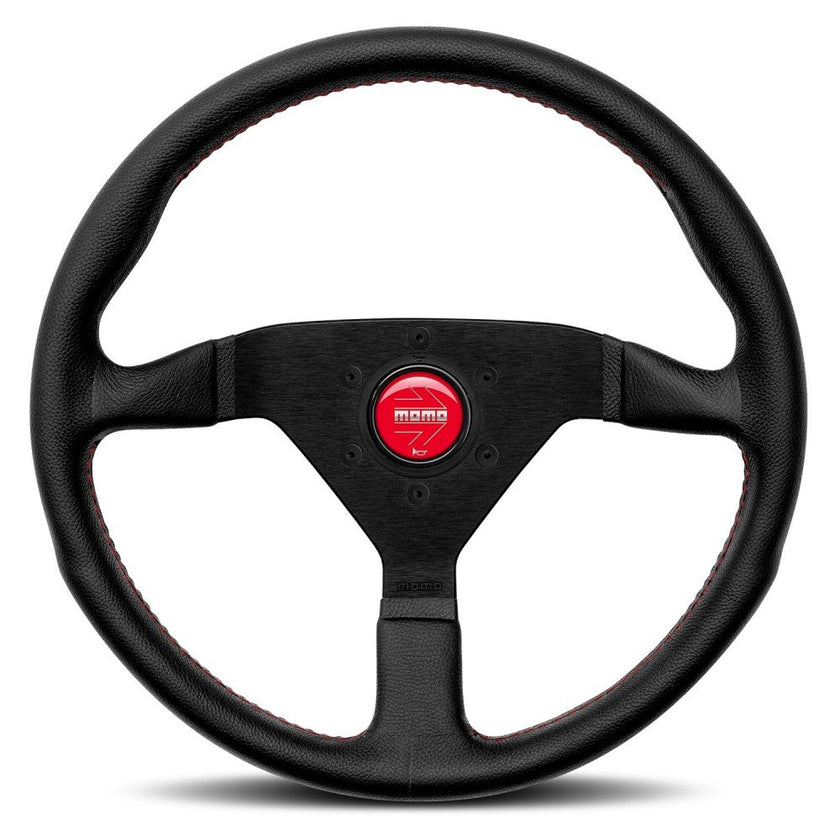 MOMO Montecarlo Black Leather With Red Stitching 350mm Steering Wheel