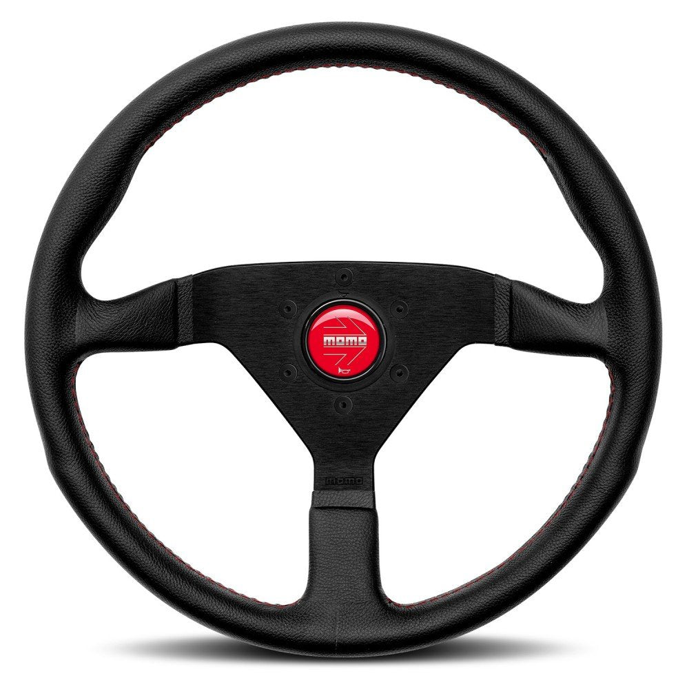 MOMO Montecarlo Black Leather With Red Stitching 350mm Steering Wheel