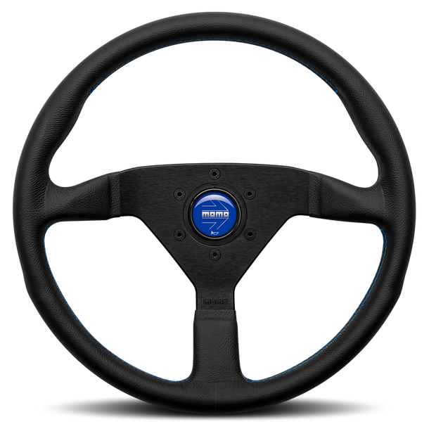 MOMO Montecarlo Black Leather With Blue Stitching 350mm Steering Wheel