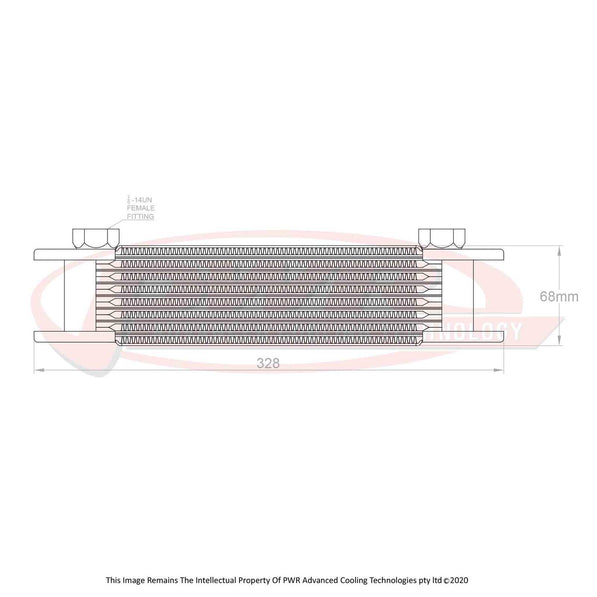 PWR Engine Oil Cooler - Plate & Fin 280 x 69 x 37mm (7 Row)
