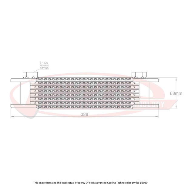 PWR Engine Oil Cooler - Plate & Fin 280 x 69 x 37mm (7 Row)