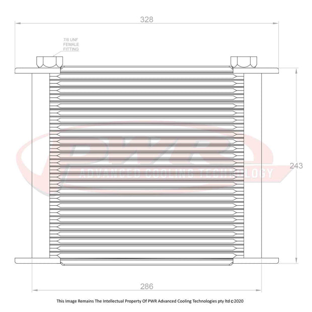 PWR Engine Oil Cooler - Plate & Fin 280 x 256 x 37mm (28 Row) Kit (Includes Fittings)