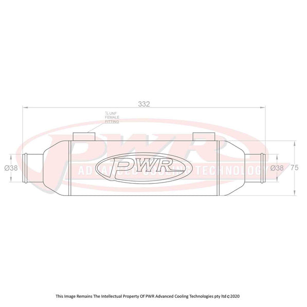 PWR Universal Water to Oil Cooler - In-line with 38mm Outlets