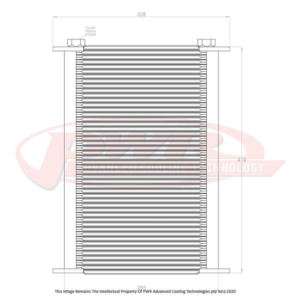 PWR Engine Oil Cooler - Plate & Fin 280 x 423 x 37mm (48 Row)