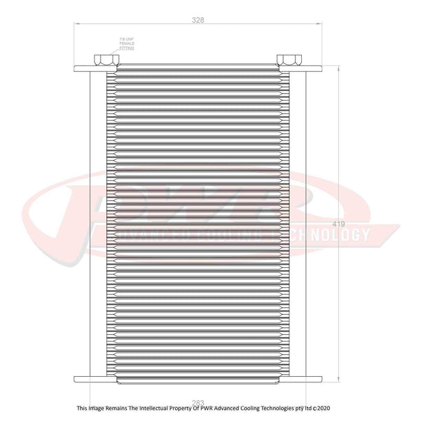 PWR Engine Oil Cooler - Plate & Fin 280 x 423 x 37mm (48 Row)