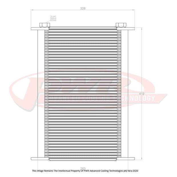PWR Engine Oil Cooler - Plate & Fin 280 x 423 x 37mm (48 Row)