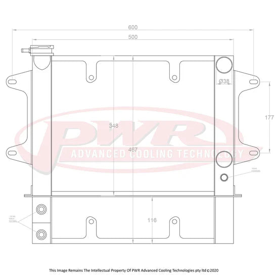 PWR - Mazda R100 (1967-1971) 55mm Radiator / Oil Cooler Kit With 16" SPAL Fan Mounts