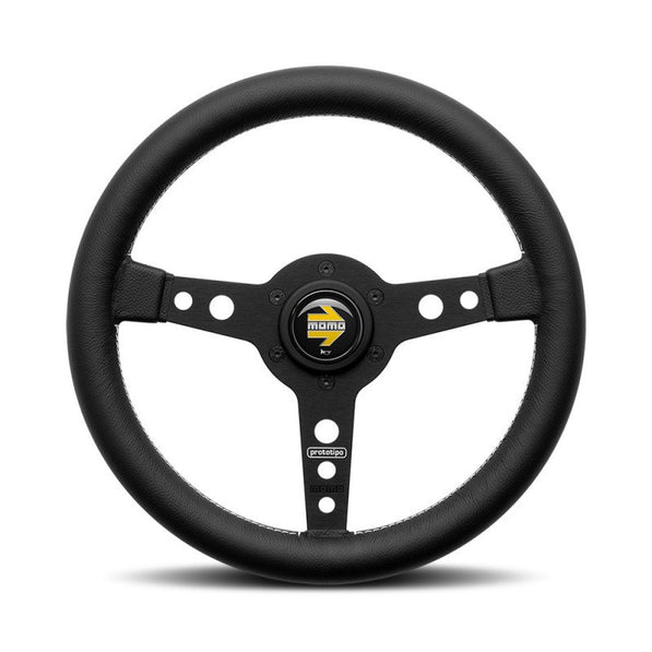 MOMO Prototipo Black Spokes Black Leather 320mm Steering Wheel