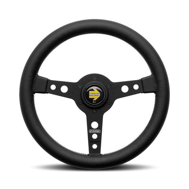 MOMO Prototipo Black Spokes Black Leather 320mm Steering Wheel