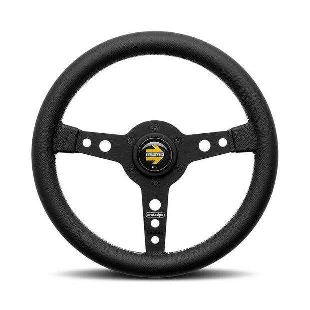 MOMO Prototipo Black Spokes Black Leather 320mm Steering Wheel