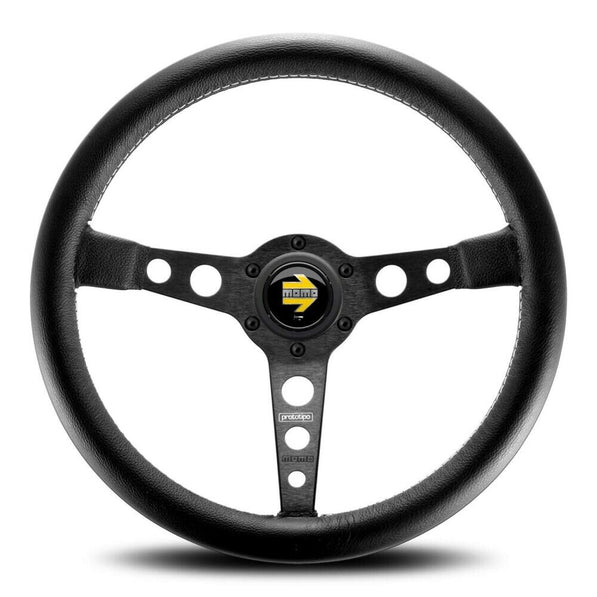 MOMO Prototipo Black Spokes Black Leather 350mm Steering Wheel