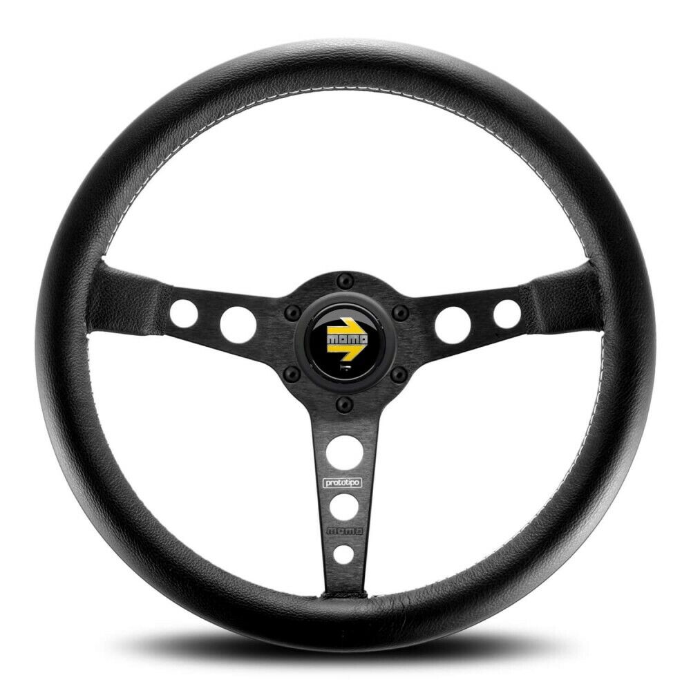 MOMO Prototipo Black Spokes Black Leather 370mm Steering Wheel