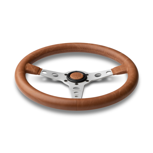 MOMO Heritage Prototipo Silver Spokes Tobacco Leather 350mm Steering Wheel