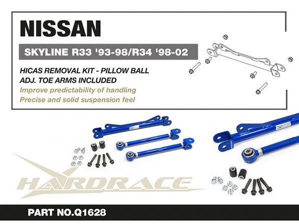 HARDRACE PILLOW BALL HICAS REMOVAL KIT BLACK NISSAN, SKYLINE, R33/R34 GTST GT-T GT-R